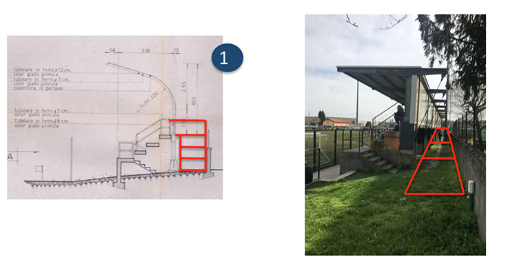 mappa del progetto per abbattere le barriere architettoniche nella Tribuna del campo sportivo